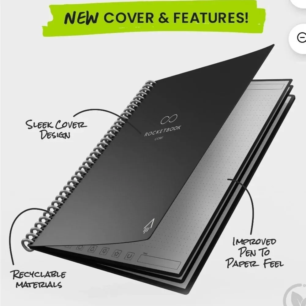 Rocketbook Core Smart Spiral Notebook, Dot-Grid and‎ Lined Pages